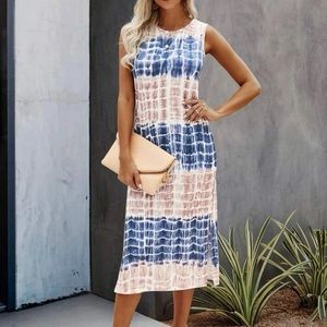 New tie-dye, sleeveless maxi dress